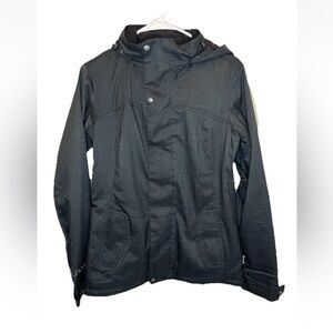 Burton Dry Ride Jacket Black Adjustable Sleeve Zip Button Hood Size S EUC Ski